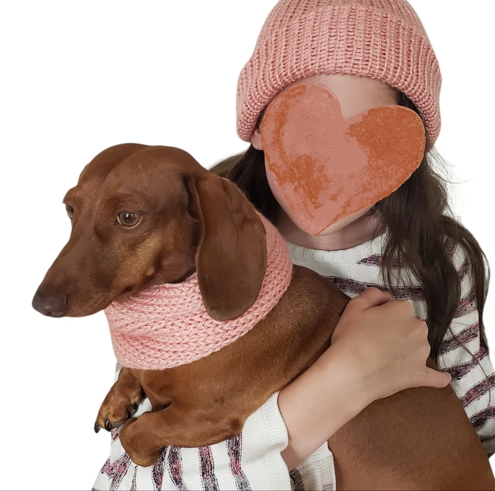 Dog Scarf and Human Hat - Matching Set (2 pieces) Hand Knit Handmade - 3 sizes
